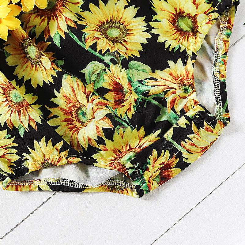 2020 Sunflower Baby Bodysuit Cute Belt Headband Outfit