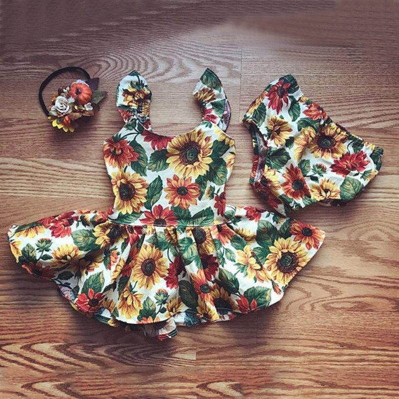 Baby Sunflower Dress + Bottom