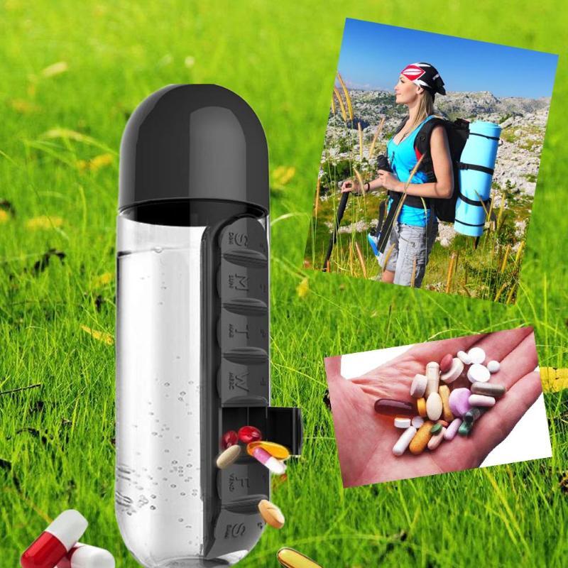 2 in 1 daily pill box + drinking bottle