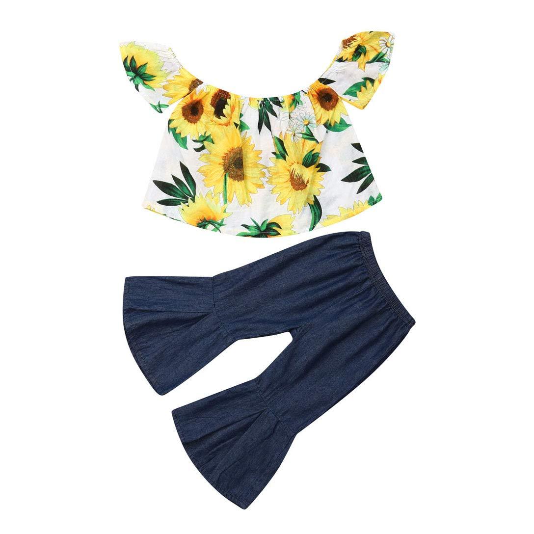 Sunflower Off Shoulder Shirt + Jeans