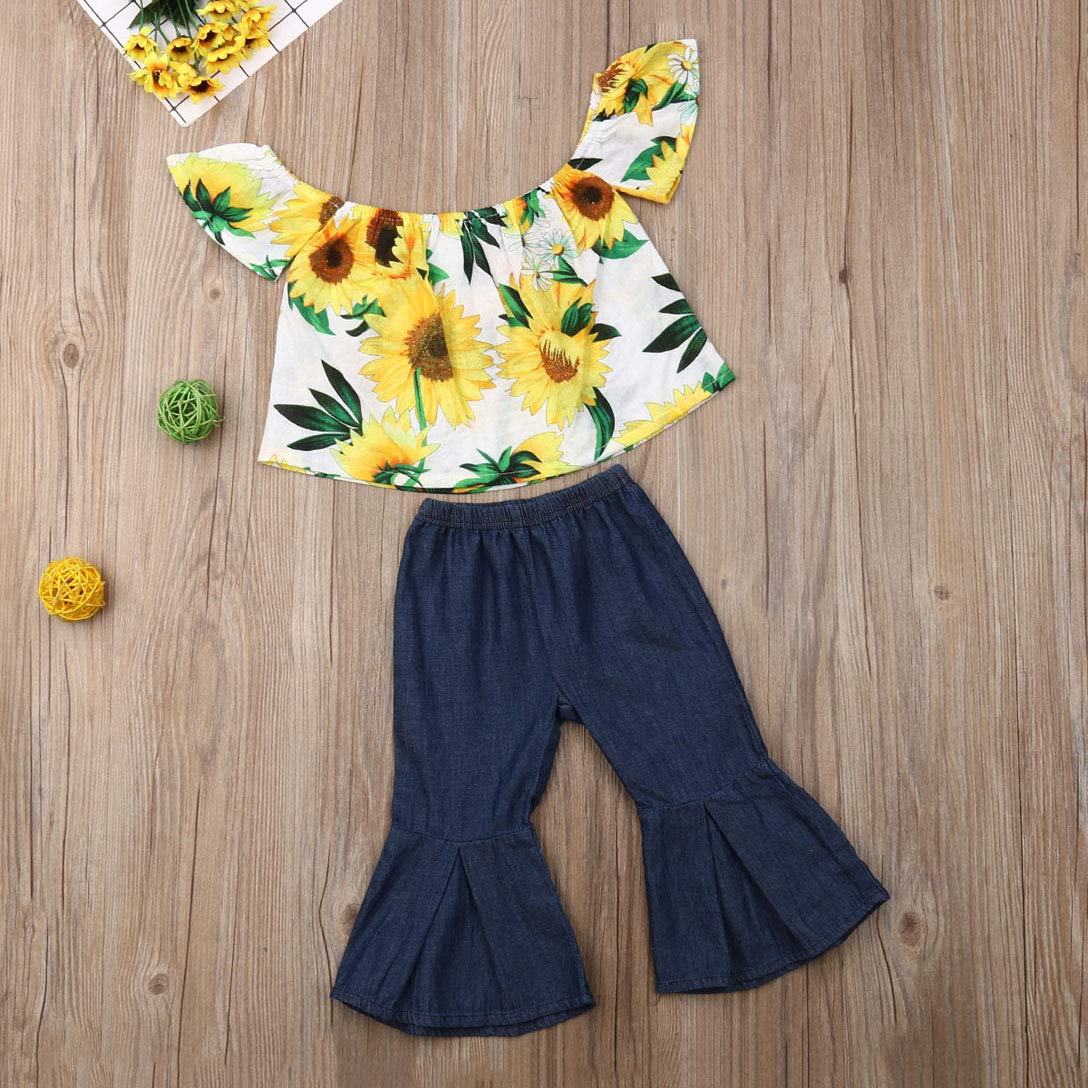 Sunflower Off Shoulder Shirt + Jeans