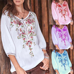 Floral-print Long Sleeve Buttoned Blouses & Tops