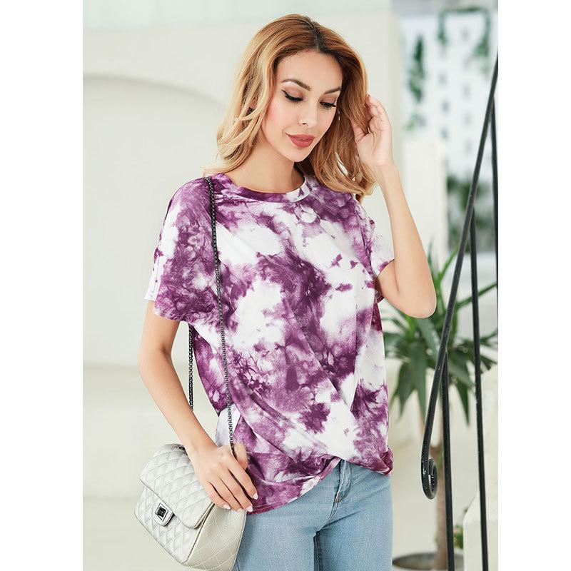 O Neck Tie Dye Print Casual Tshirt