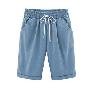 Women's Fashion Elastic Waistband Plus Size Loose Shorts