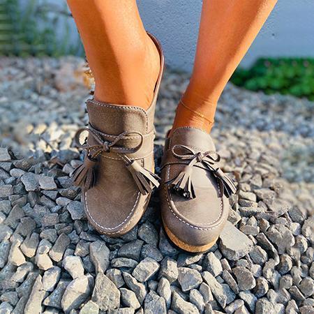 Bowknot Comfy Clogs Suede Leather Slip On Sandals