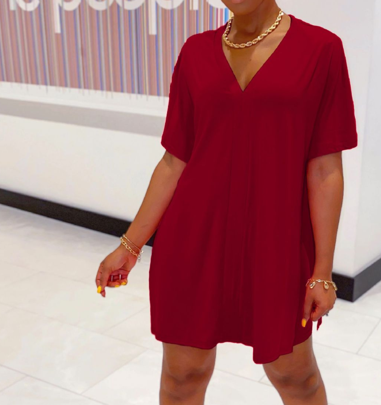 V-neck Batwing Sleeve Top & Short Set