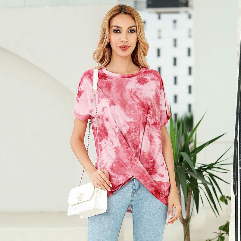 O Neck Tie Dye Print Casual Tshirt