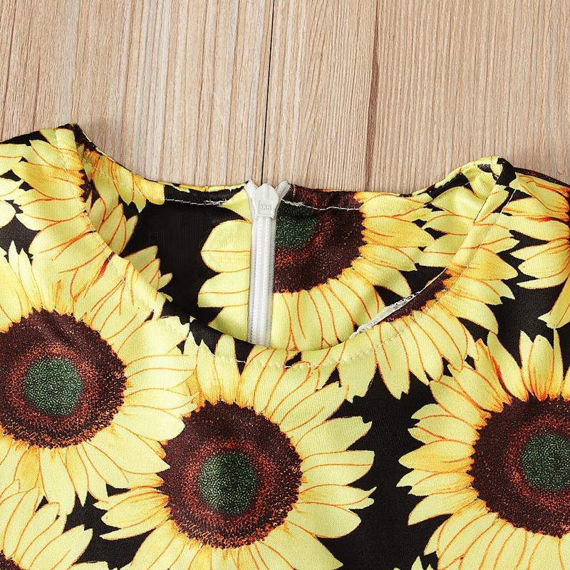 Kids sunflower O Neck Long Sleeve Dress
