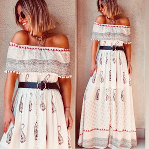 2020 New Slash Neck Bohemia Dress