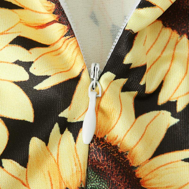 Kids sunflower O Neck Long Sleeve Dress