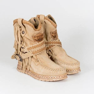 Vintage Tassel Stone-Washed Boots