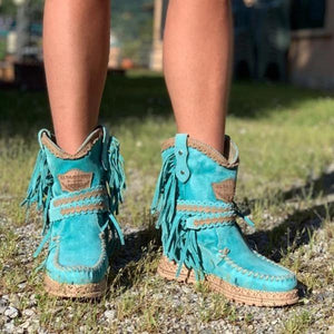 Vintage Tassel Stone-Washed Boots