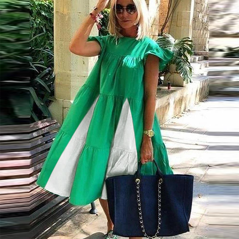Vacation Casual Color Block Printed Mini Dresses