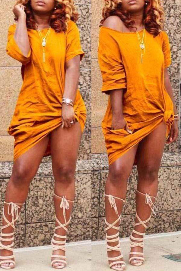Half Sleeve Short Knotted T-Shirt Dress