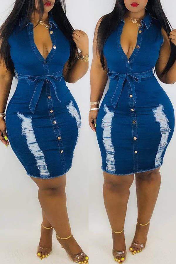 Ripped Denim Dress