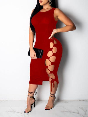 Lace-Up Bodycon Dress