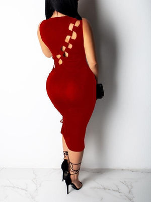 Lace-Up Bodycon Dress