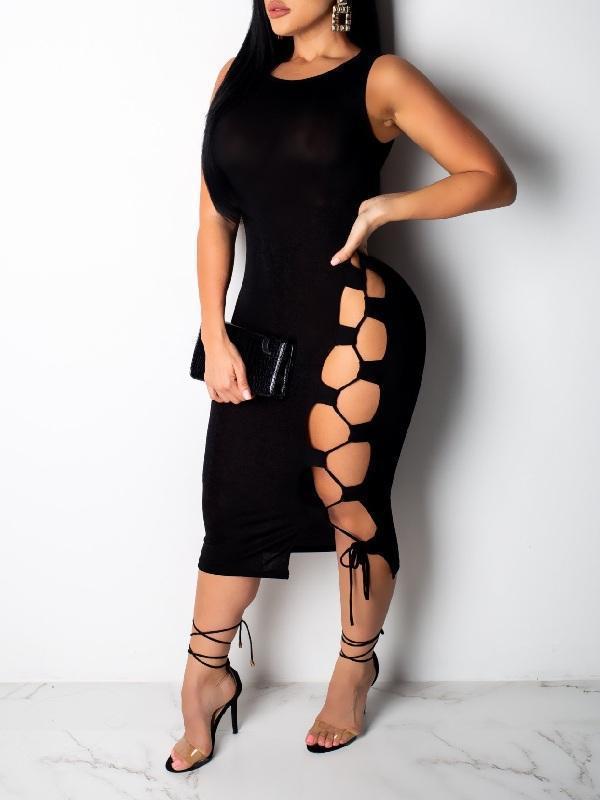 Lace-Up Bodycon Dress