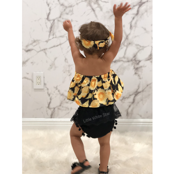 Black and Yellow Sunflower 3pcs Set