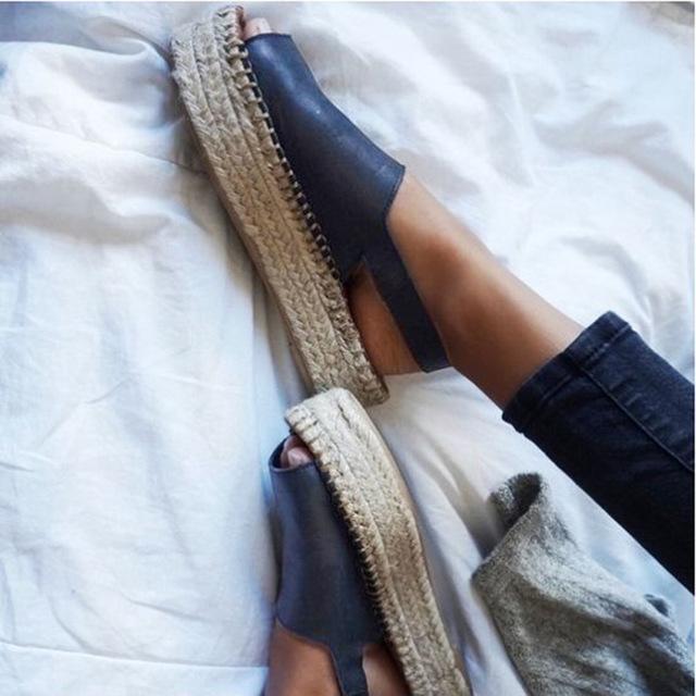 Casual Linen Canvas Ankle Strap Toed Sandals