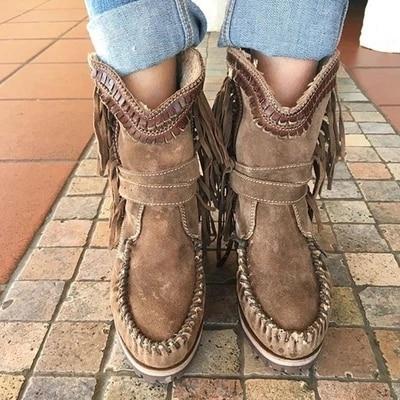 Ladies fringed cowboy boots
