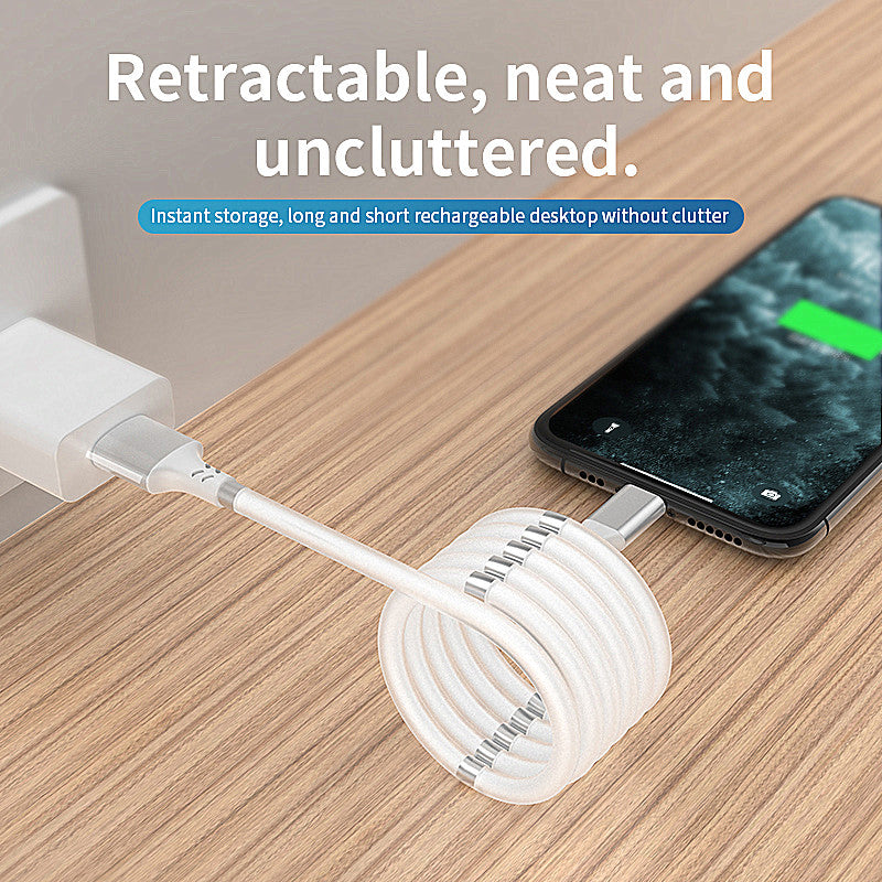 Magnetic Self Winding USB Charging Cable for All Smartphone