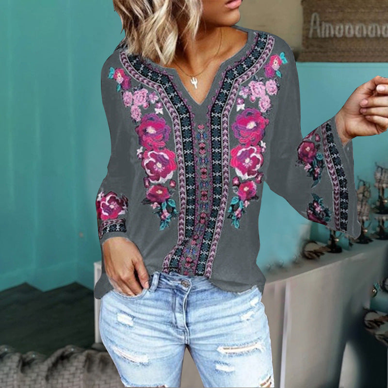 Women's Loose Print Long Sleeves