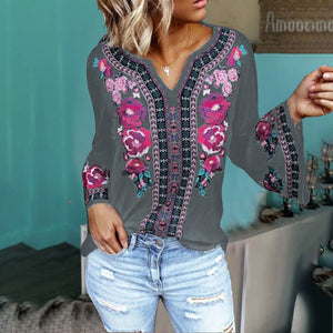 Women's Loose Print Long Sleeves