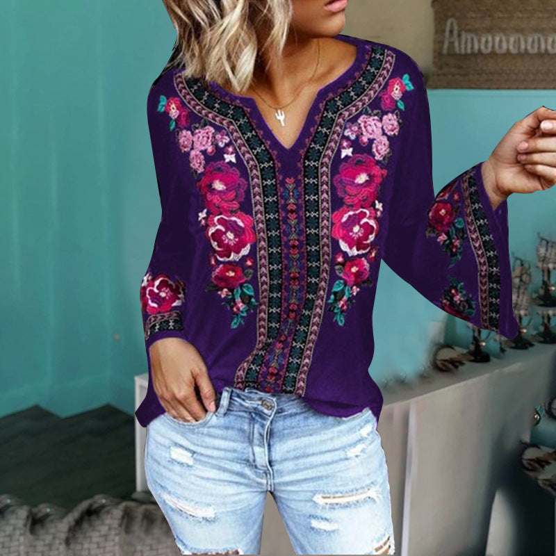 Women's Loose Print Long Sleeves