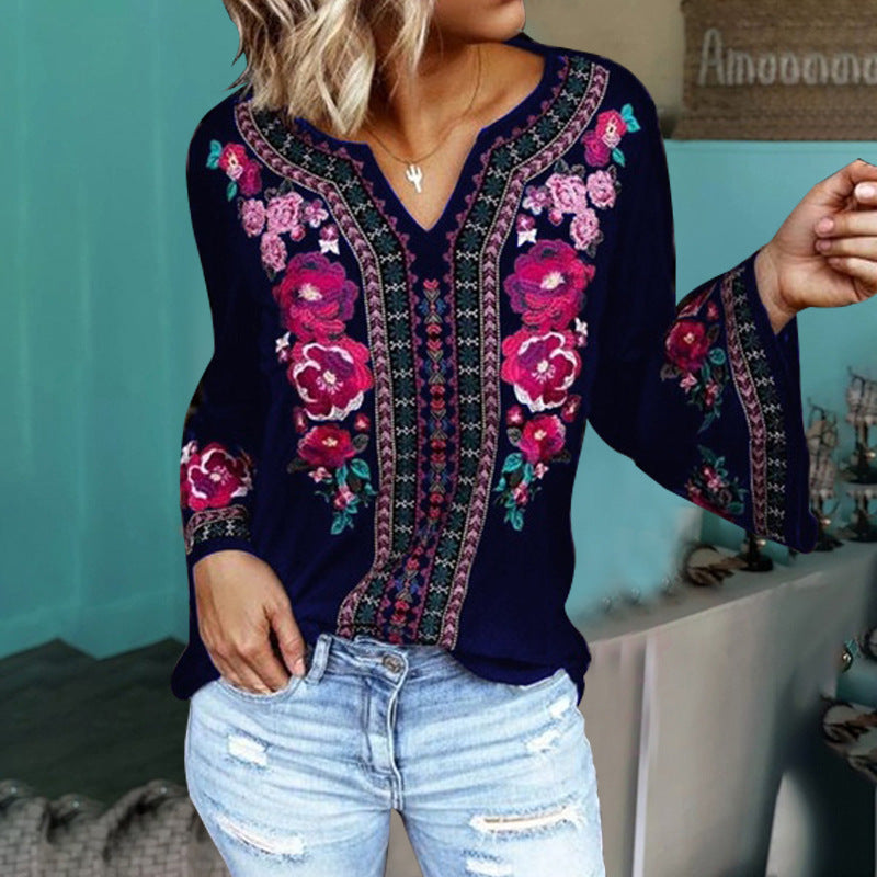 Women's Loose Print Long Sleeves