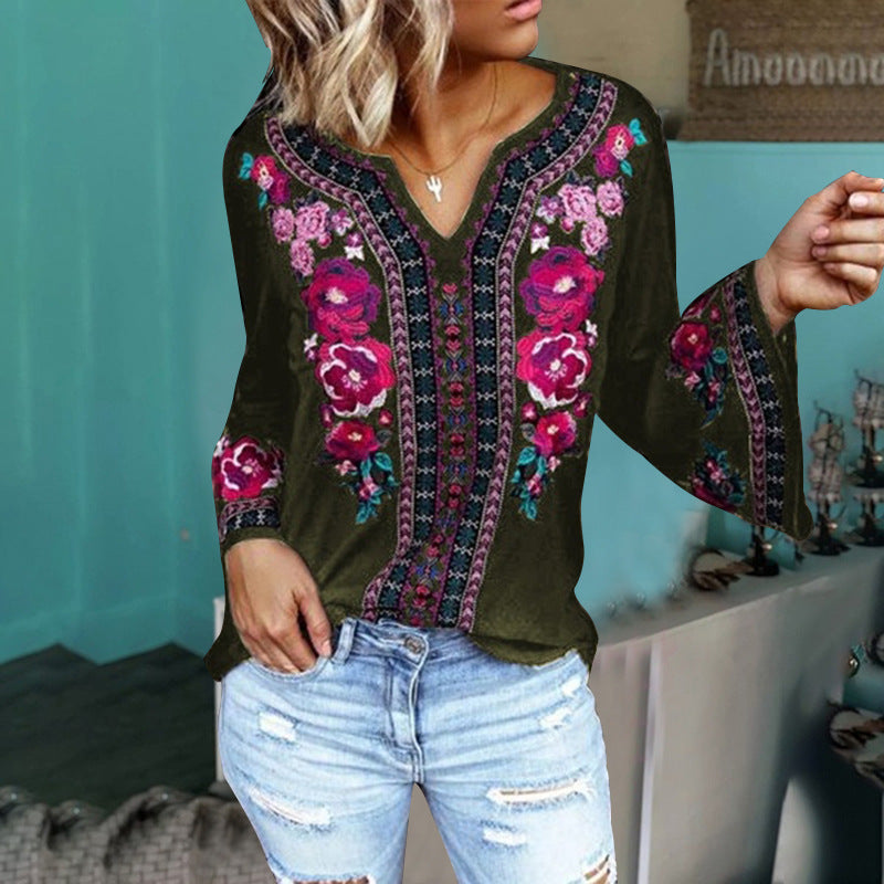 Women's Loose Print Long Sleeves