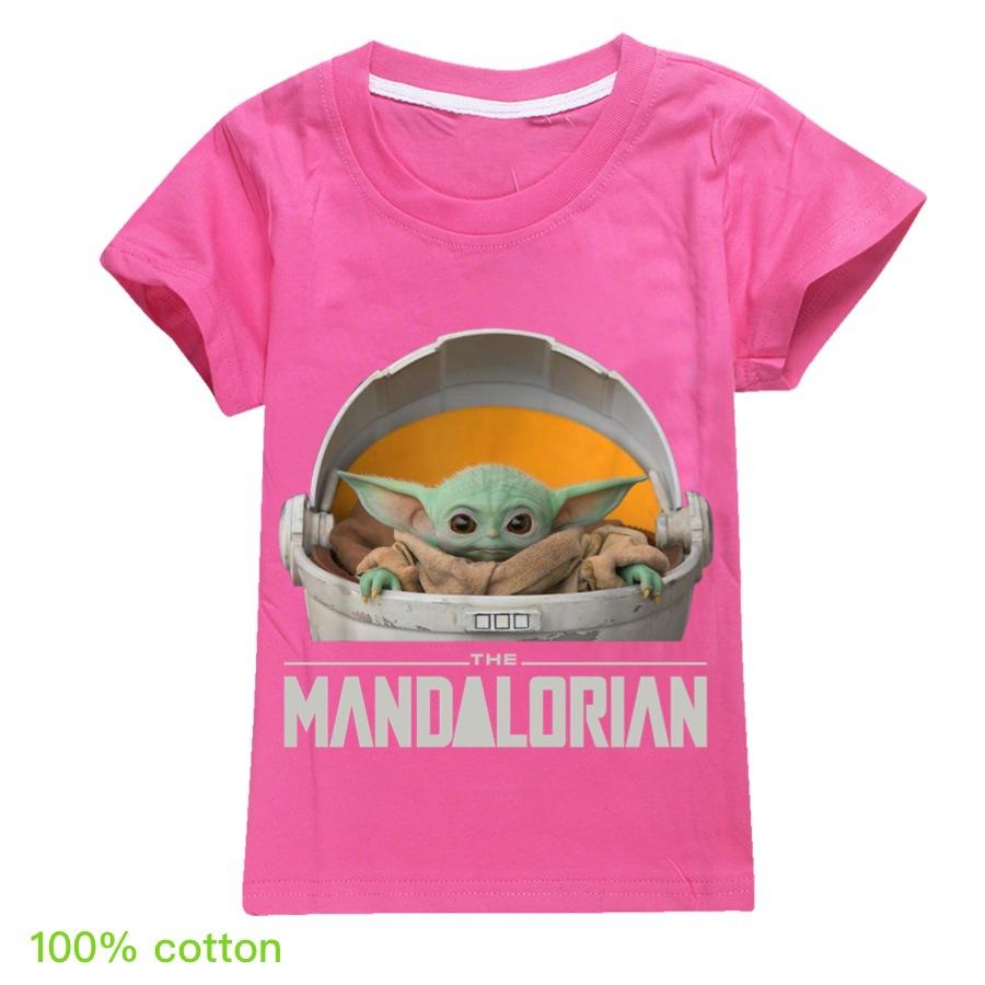 2020 Mandalorian Yoda Cartoon  Star Wars Movie Kids T-shirt