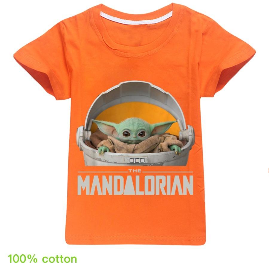 2020 Mandalorian Yoda Cartoon  Star Wars Movie Kids T-shirt