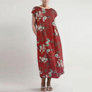 New Bohemian Loose O-neck Floral Print Dress
