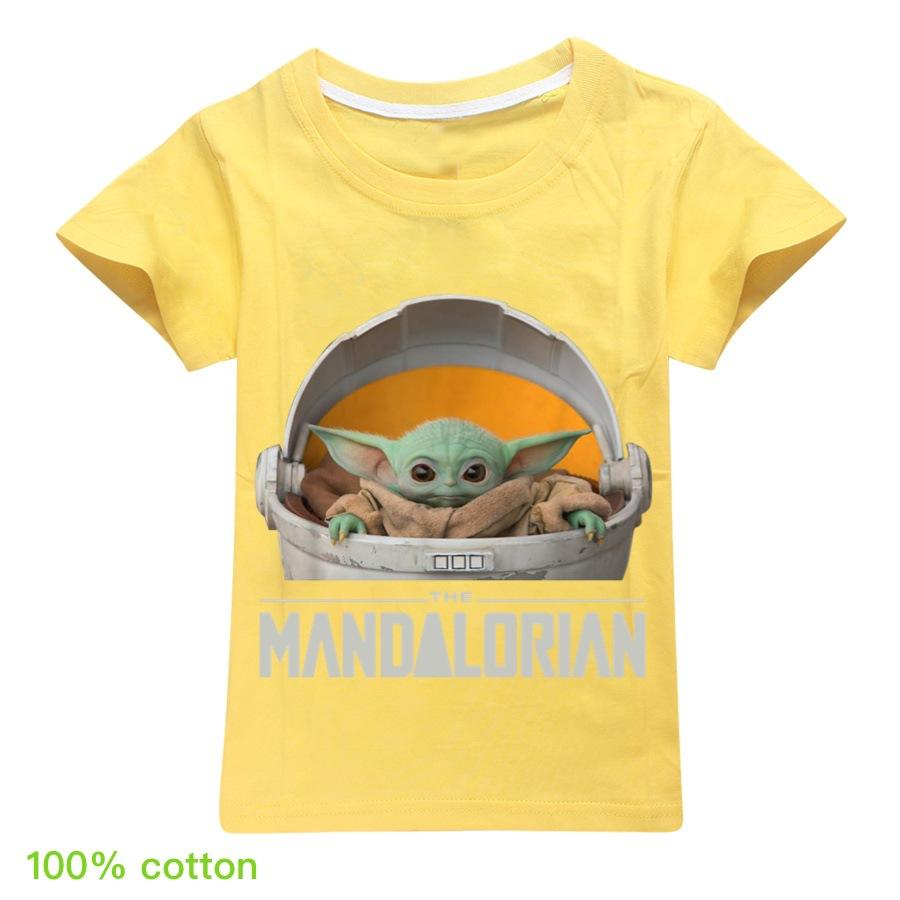 2020 Mandalorian Yoda Cartoon  Star Wars Movie Kids T-shirt
