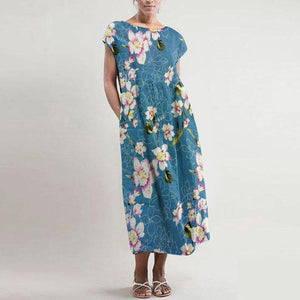New Bohemian Loose O-neck Floral Print Dress