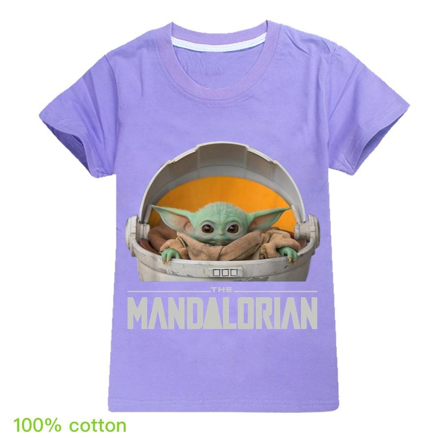 2020 Mandalorian Yoda Cartoon  Star Wars Movie Kids T-shirt