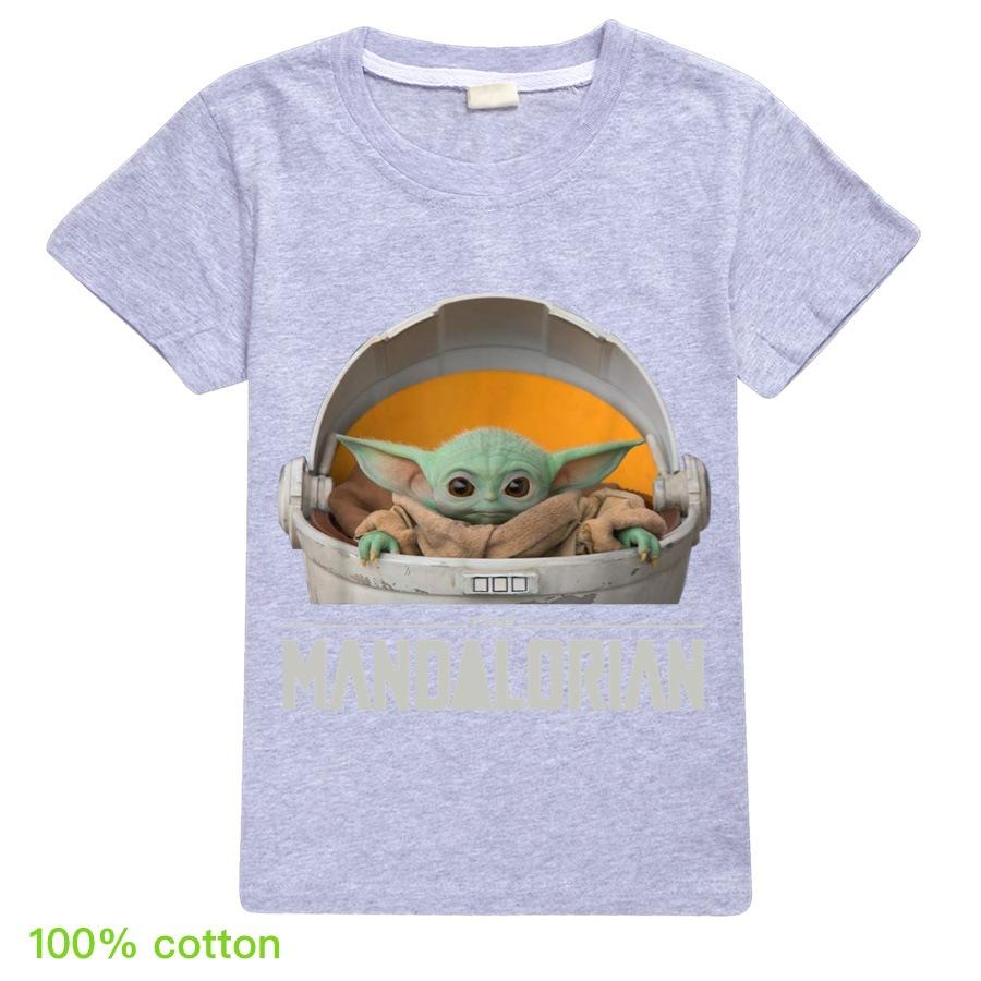 2020 Mandalorian Yoda Cartoon  Star Wars Movie Kids T-shirt