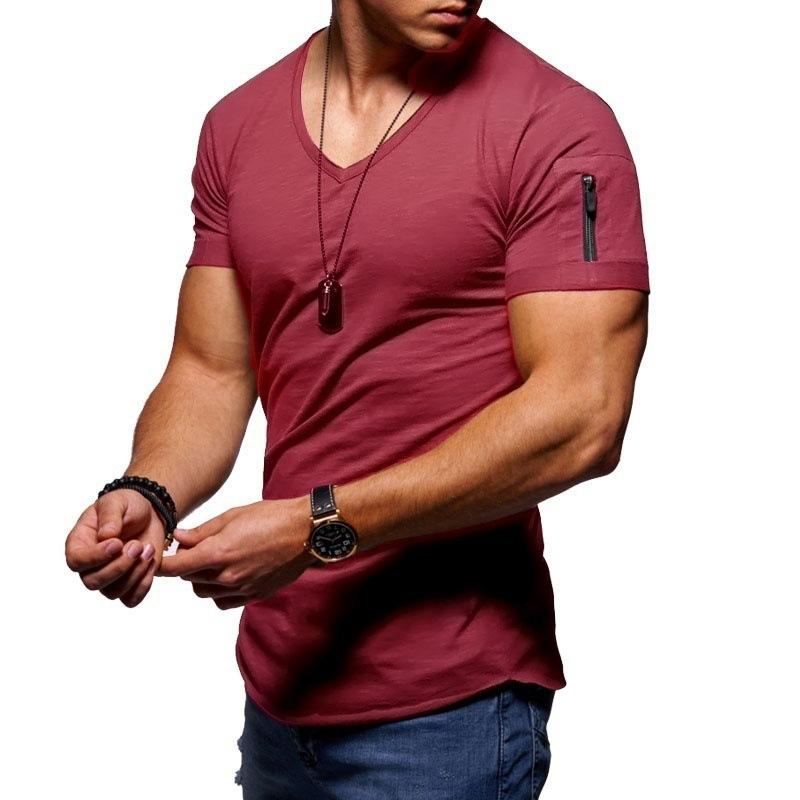 2020 New Bodybulding V collar T shirt