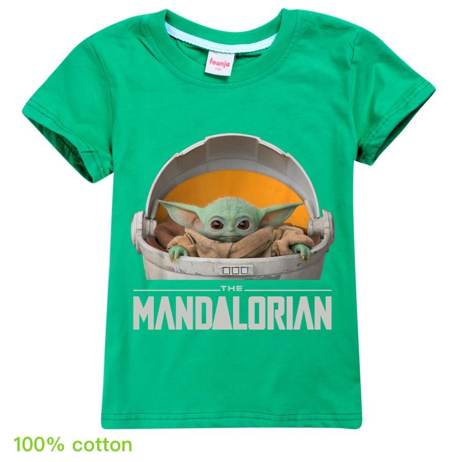 2020 Mandalorian Yoda Cartoon  Star Wars Movie Kids T-shirt