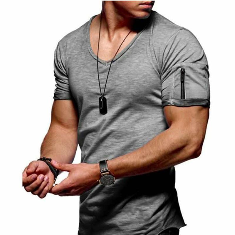 2020 New Bodybulding V collar T shirt