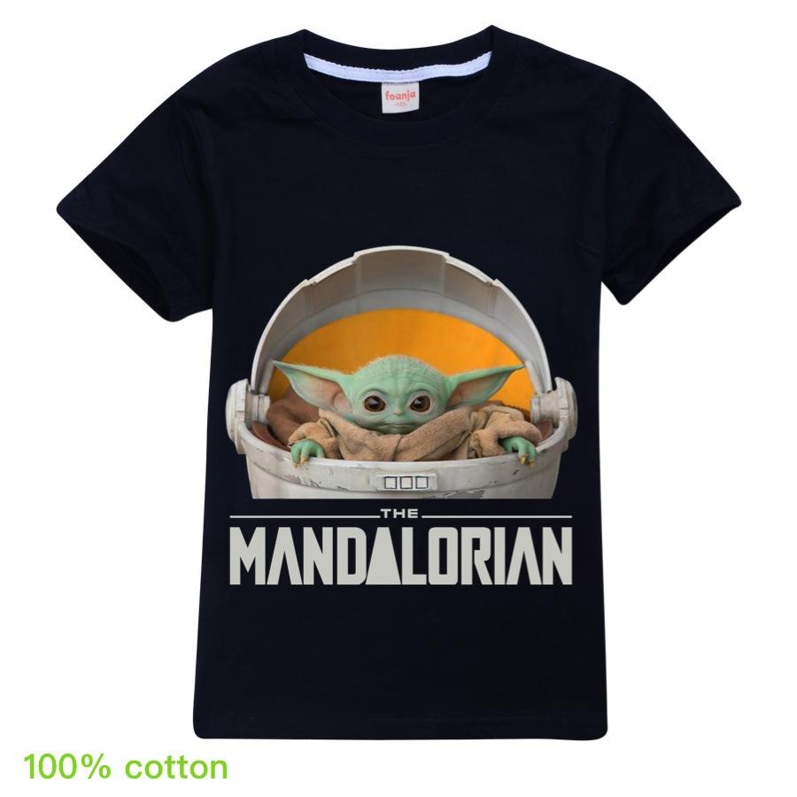 2020 Mandalorian Yoda Cartoon  Star Wars Movie Kids T-shirt