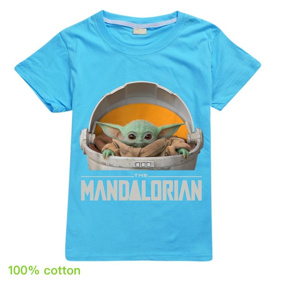 2020 Mandalorian Yoda Cartoon  Star Wars Movie Kids T-shirt