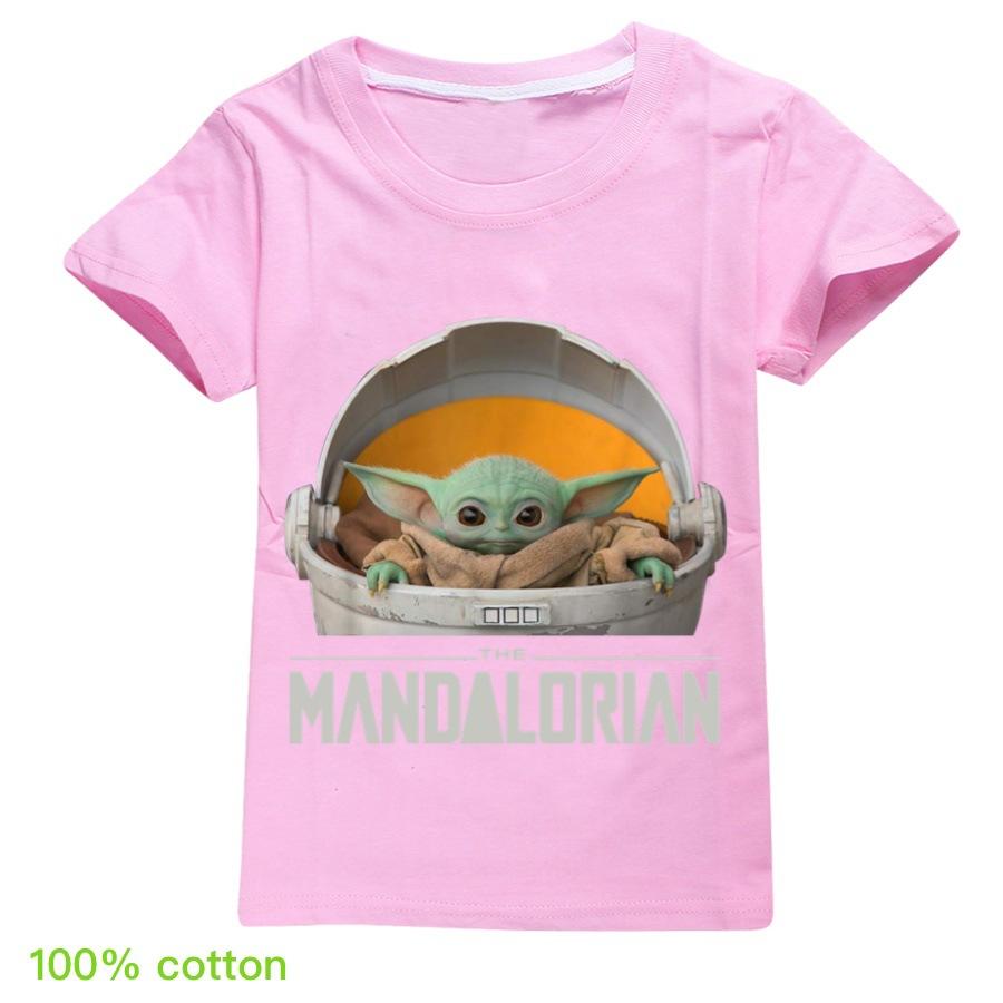 2020 Mandalorian Yoda Cartoon  Star Wars Movie Kids T-shirt