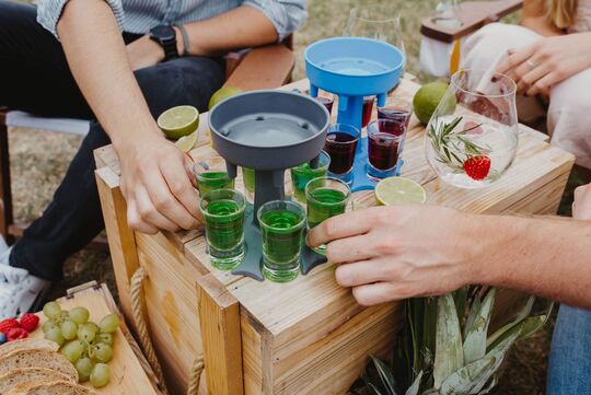 🔥Hot Seller🔥6 Shot Dispenser and Holder/Carrier Caddy Liquor Dispenser Party Gifts Drinking Games Shot Glasses Get The Party Started Faster!