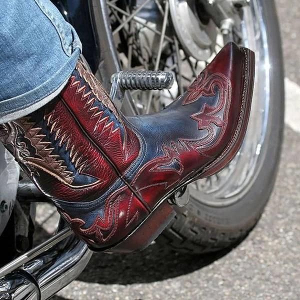 Men's Retro Leather Cowboy Boots