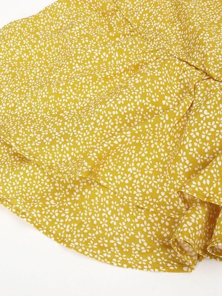 V-Neck Above Knee Short Sleeve Pullover Floral Dress