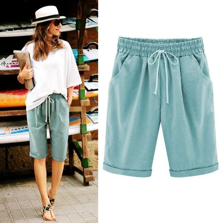 Women's Fashion Elastic Waistband Plus Size Loose Shorts