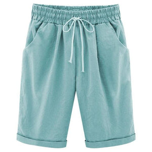 Women's Fashion Elastic Waistband Plus Size Loose Shorts