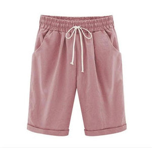 Women's Fashion Elastic Waistband Plus Size Loose Shorts